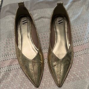 Gold Pointed Toe Flats